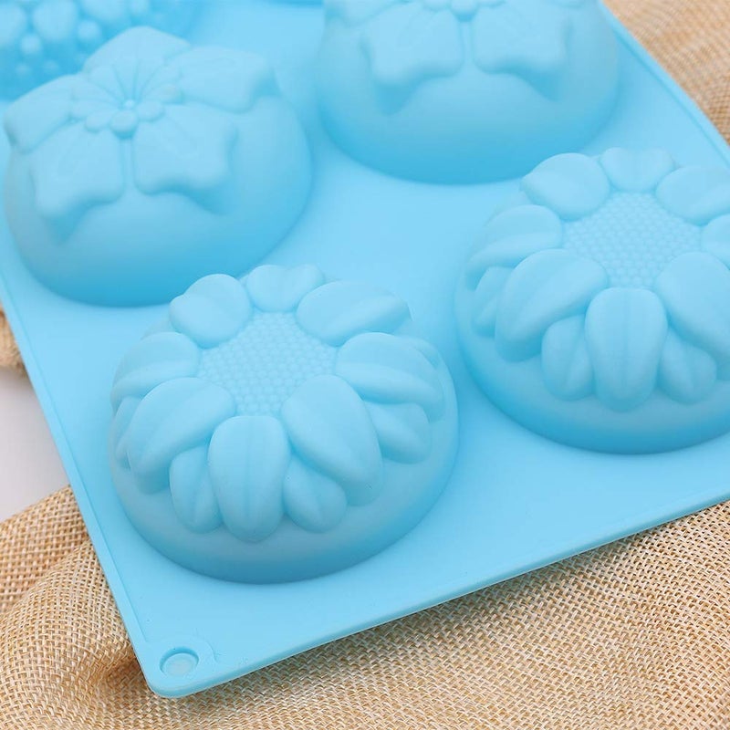homEdge 6-Cavity Silicone Flowers Shaped Mold, Set of 3PCS Non Stick Silicone Mixed Sunflowers, Daisy Mold for Candy Chocolate Jelly, Ice Cube â€“ 3 Styles Flowers - Image 2